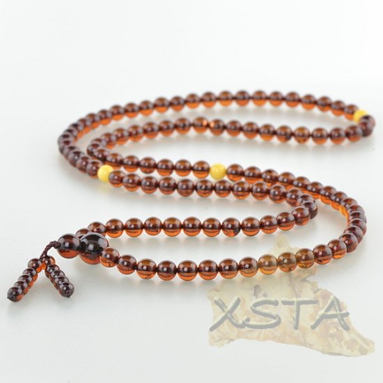 Tibetan Buddhist natural amber rosary